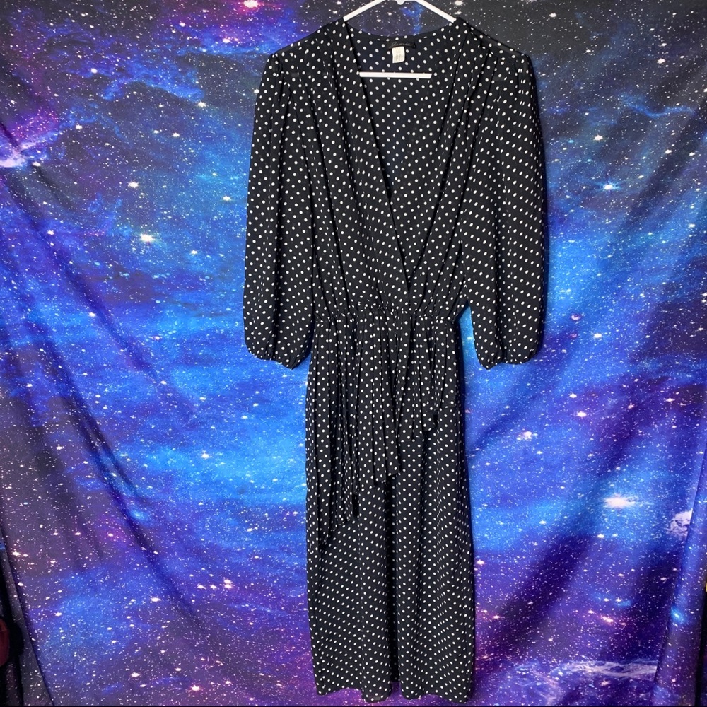 Jamie- Black & White Polka Dot Long Sleeve Dress